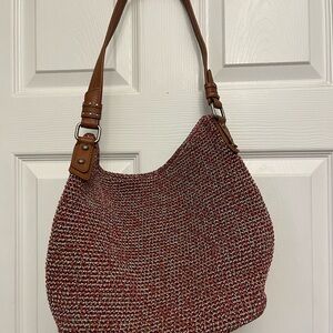 The Sak-Stylish Red and Brown Women's Shoulder Bag, excellent condition!